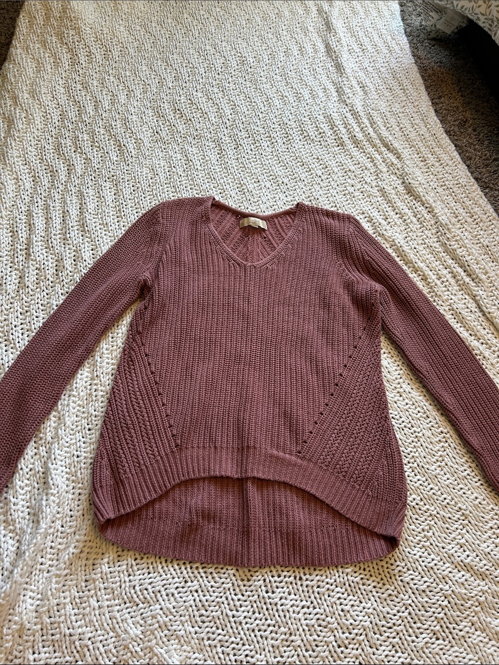 LOFT V-Neck Long Sleeve Sweater - Dusty Mauve